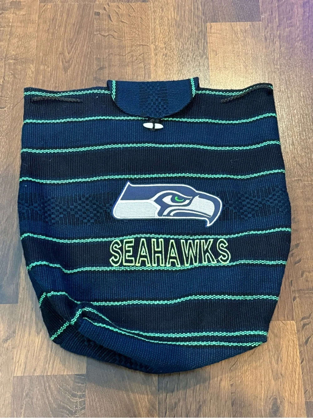 Seattle Seahawks Baja Woven Drawstring Backpack Mexican Style Knapsack